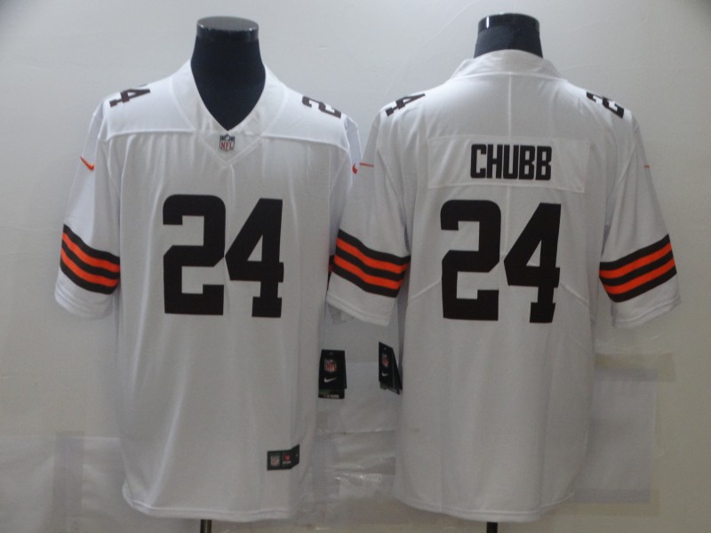 Men Cleveland Browns #24 Chubb White black Nike Limited Vapor Untouchable NFL Jerseys->cleveland browns->NFL Jersey